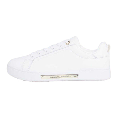 White - Back - Tommy Hilfiger Womens-Ladies Leather Cupsole Court Shoes