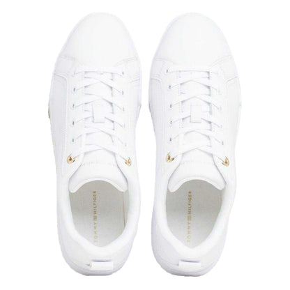 White - Side - Tommy Hilfiger Womens-Ladies Leather Cupsole Court Shoes