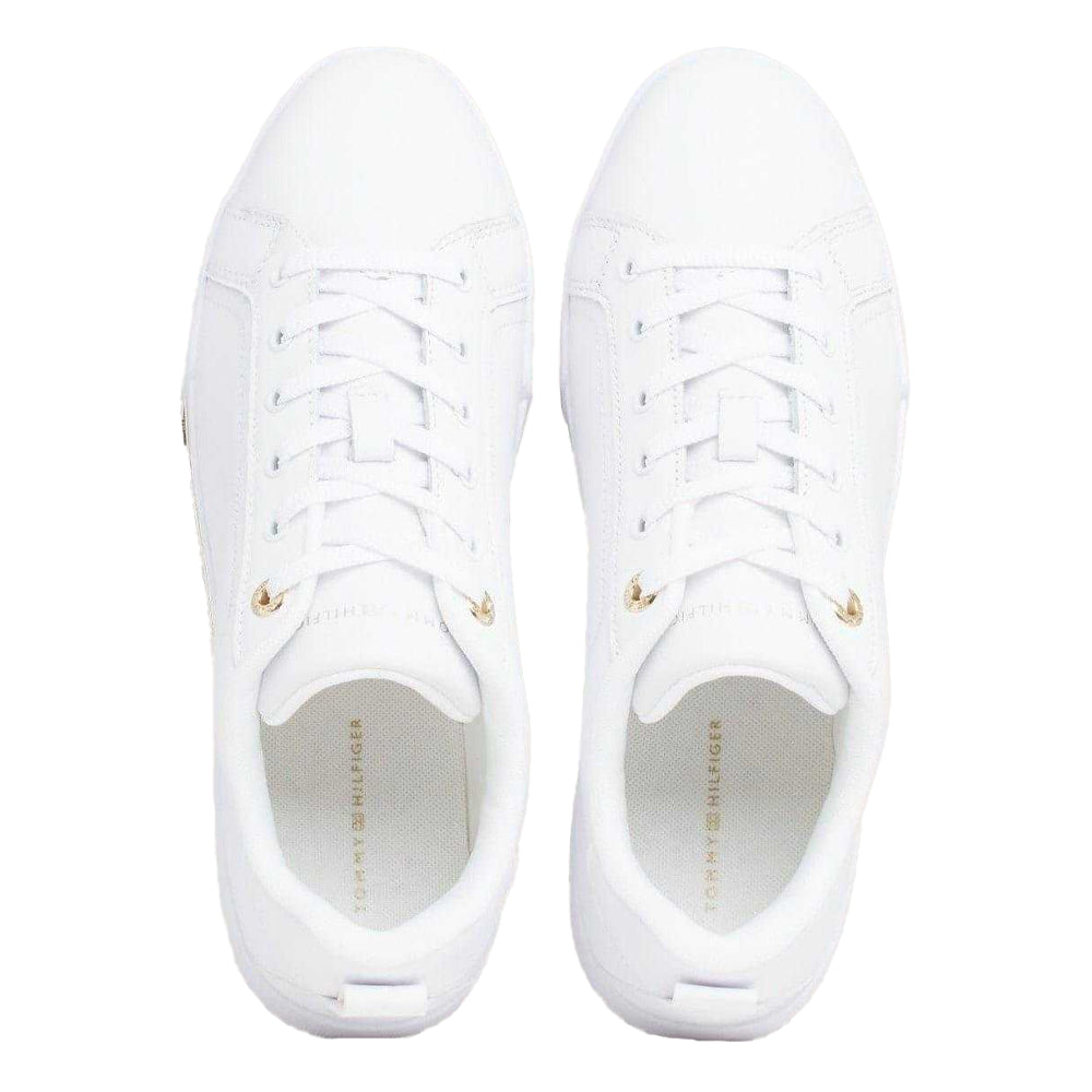 White - Side - Tommy Hilfiger Womens-Ladies Leather Cupsole Court Shoes
