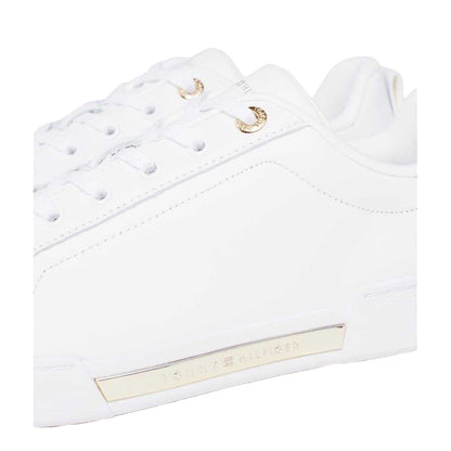 White - Lifestyle - Tommy Hilfiger Womens-Ladies Leather Cupsole Court Shoes