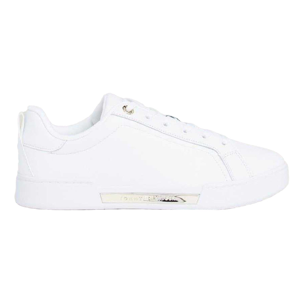 White - Front - Tommy Hilfiger Womens-Ladies Leather Cupsole Court Shoes