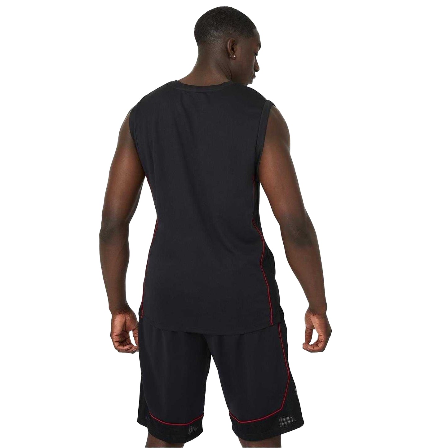 Black-Red - Back - Everlast Mens Sleeveless Basketball Jersey
