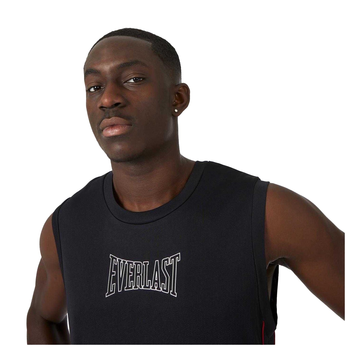 Black-Red - Side - Everlast Mens Sleeveless Basketball Jersey