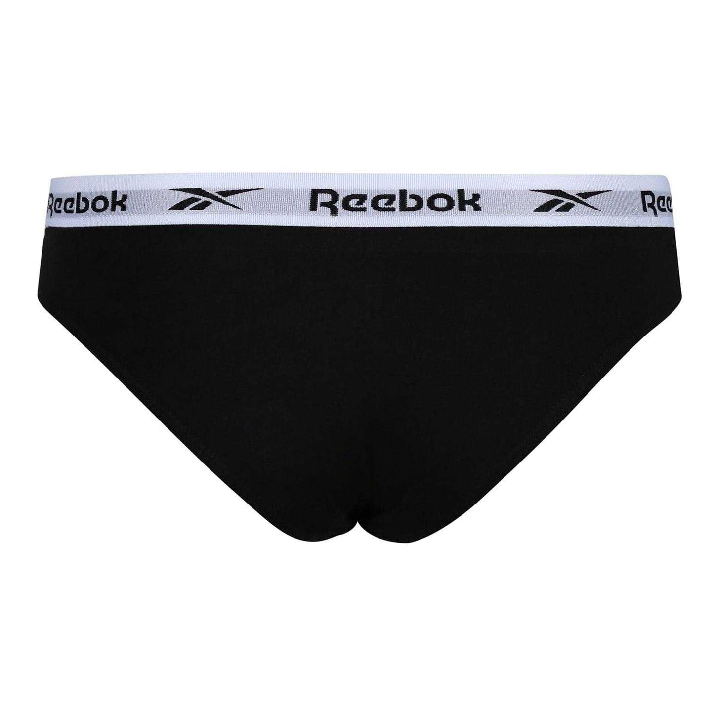 Black-White-Grey - Back - Reebok Womens-Ladies Carina Logo Briefs (Pack of 3)