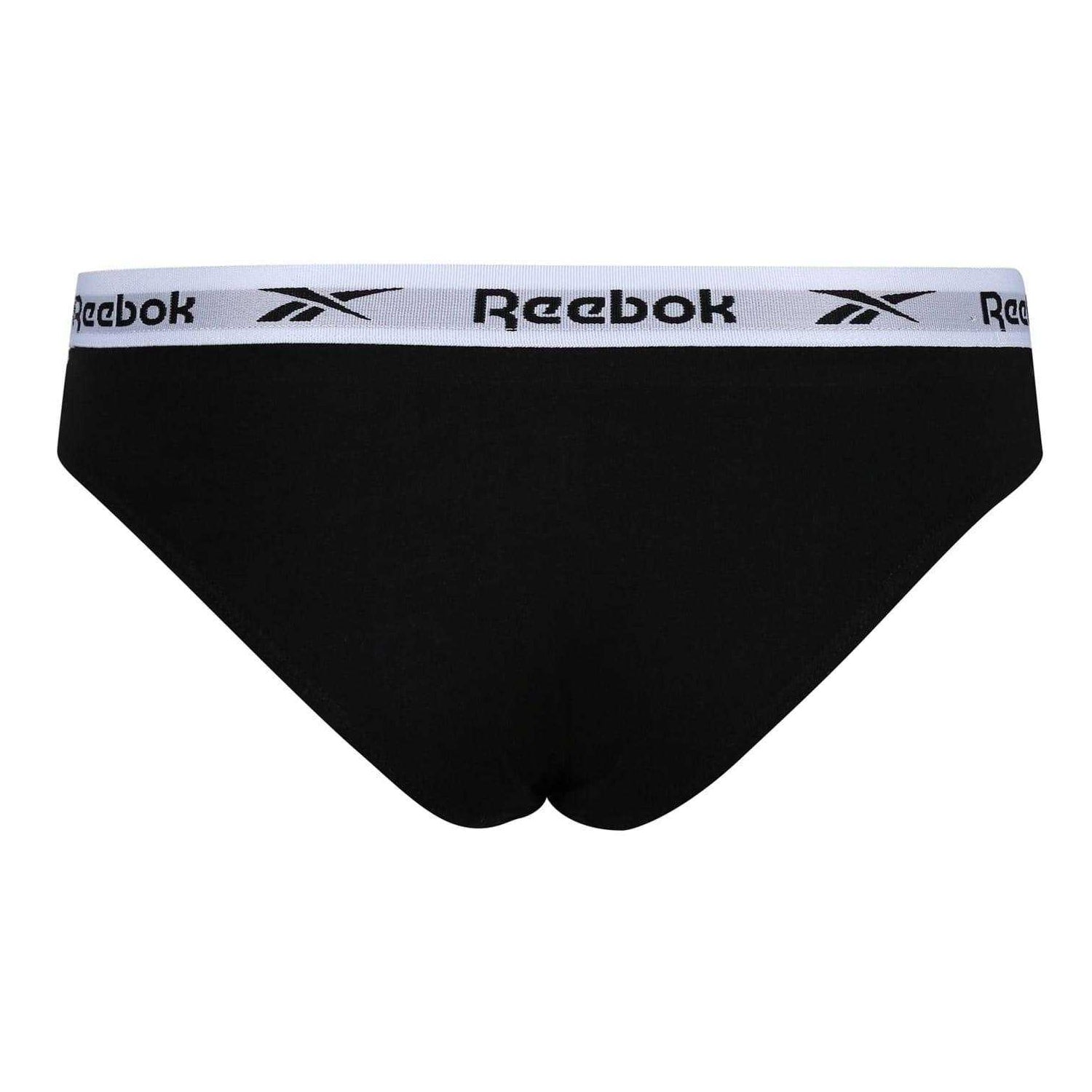Black-White-Grey - Back - Reebok Womens-Ladies Carina Logo Briefs (Pack of 3)
