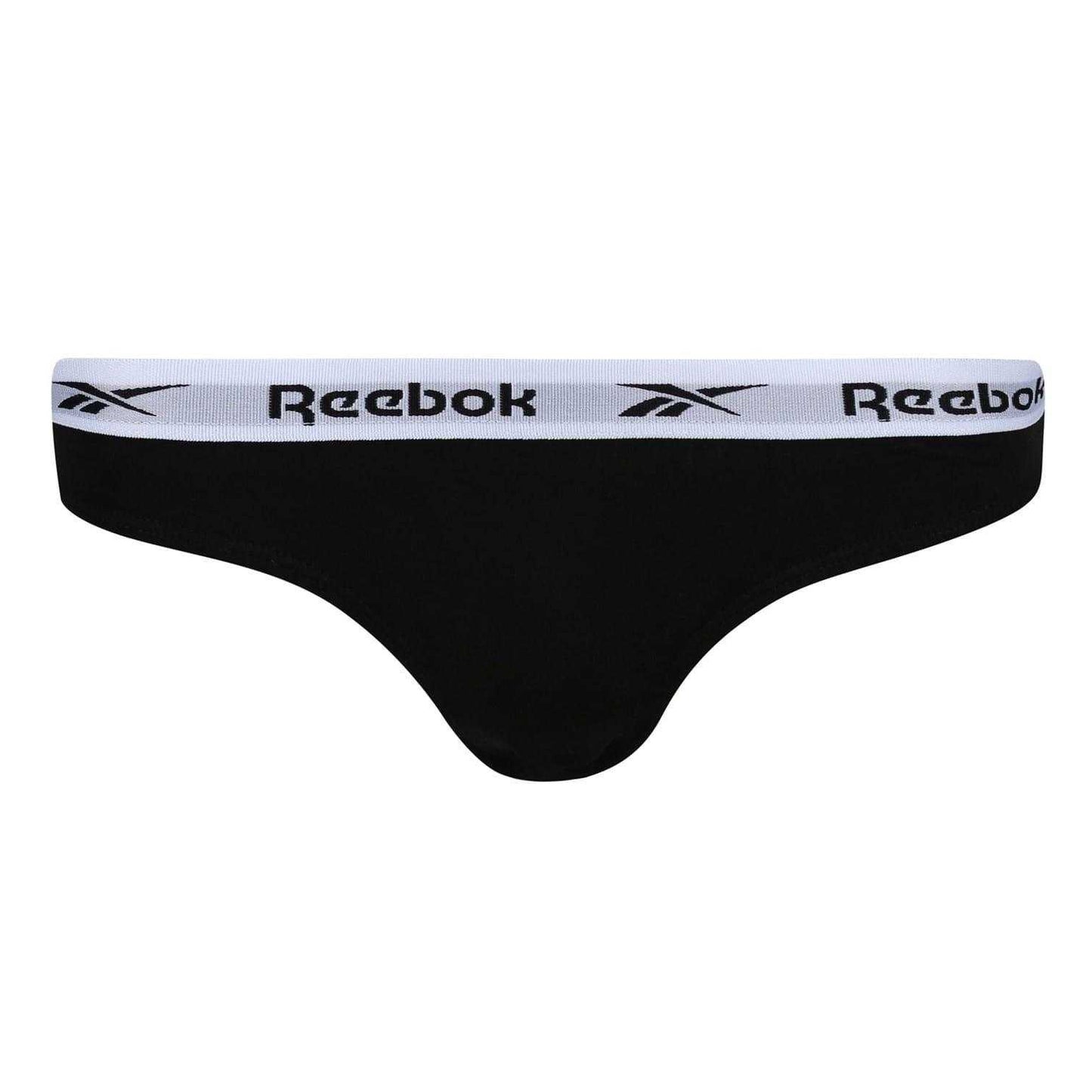 Black-White-Grey - Side - Reebok Womens-Ladies Carina Logo Briefs (Pack of 3)
