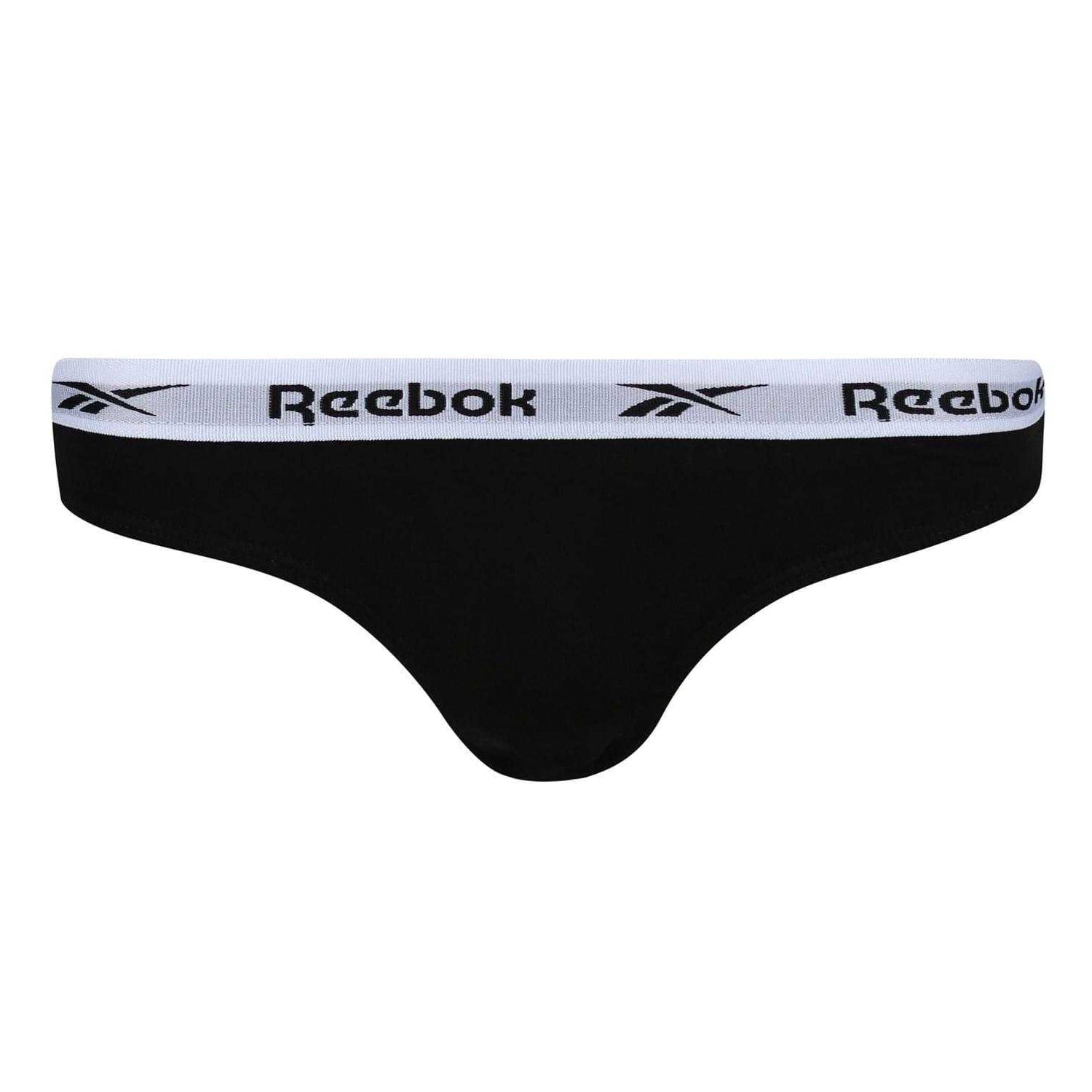 Black-White-Grey - Side - Reebok Womens-Ladies Carina Logo Briefs (Pack of 3)