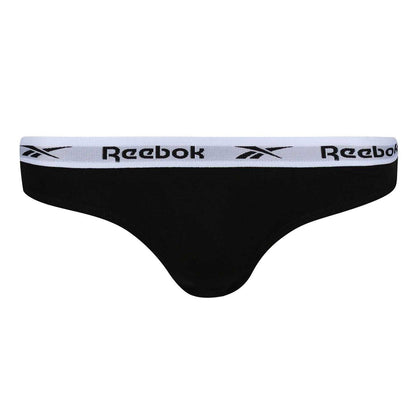 Black-White-Grey - Side - Reebok Womens-Ladies Carina Logo Briefs (Pack of 3)