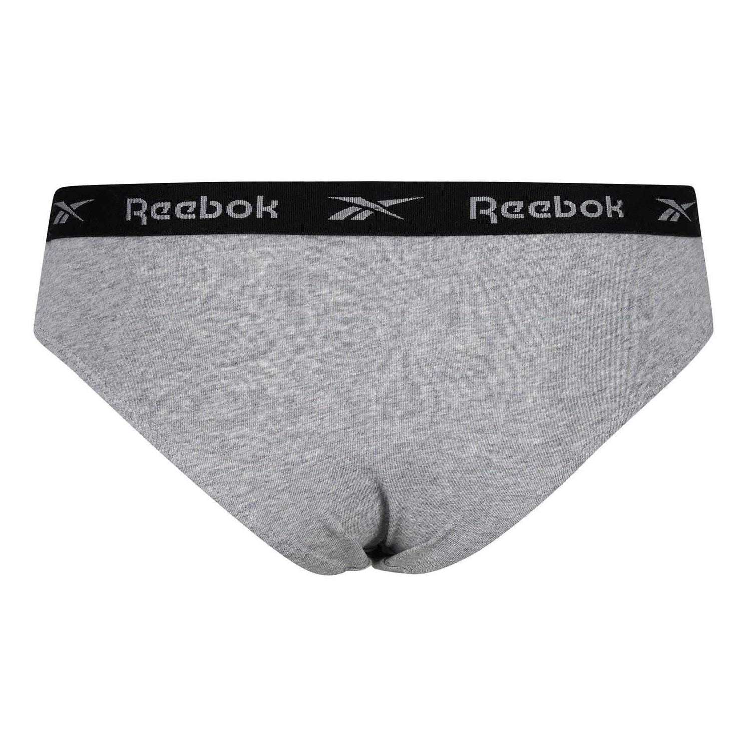 Black-White-Grey - Pack Shot - Reebok Womens-Ladies Carina Logo Briefs (Pack of 3)