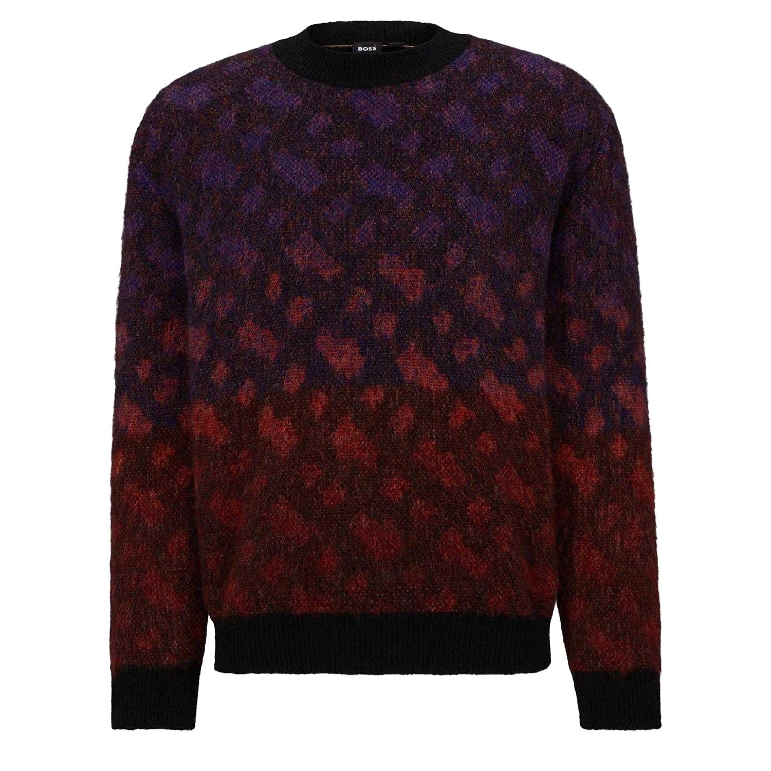 Black Blend - Front - Boss Mens Geometric Regular Jumper