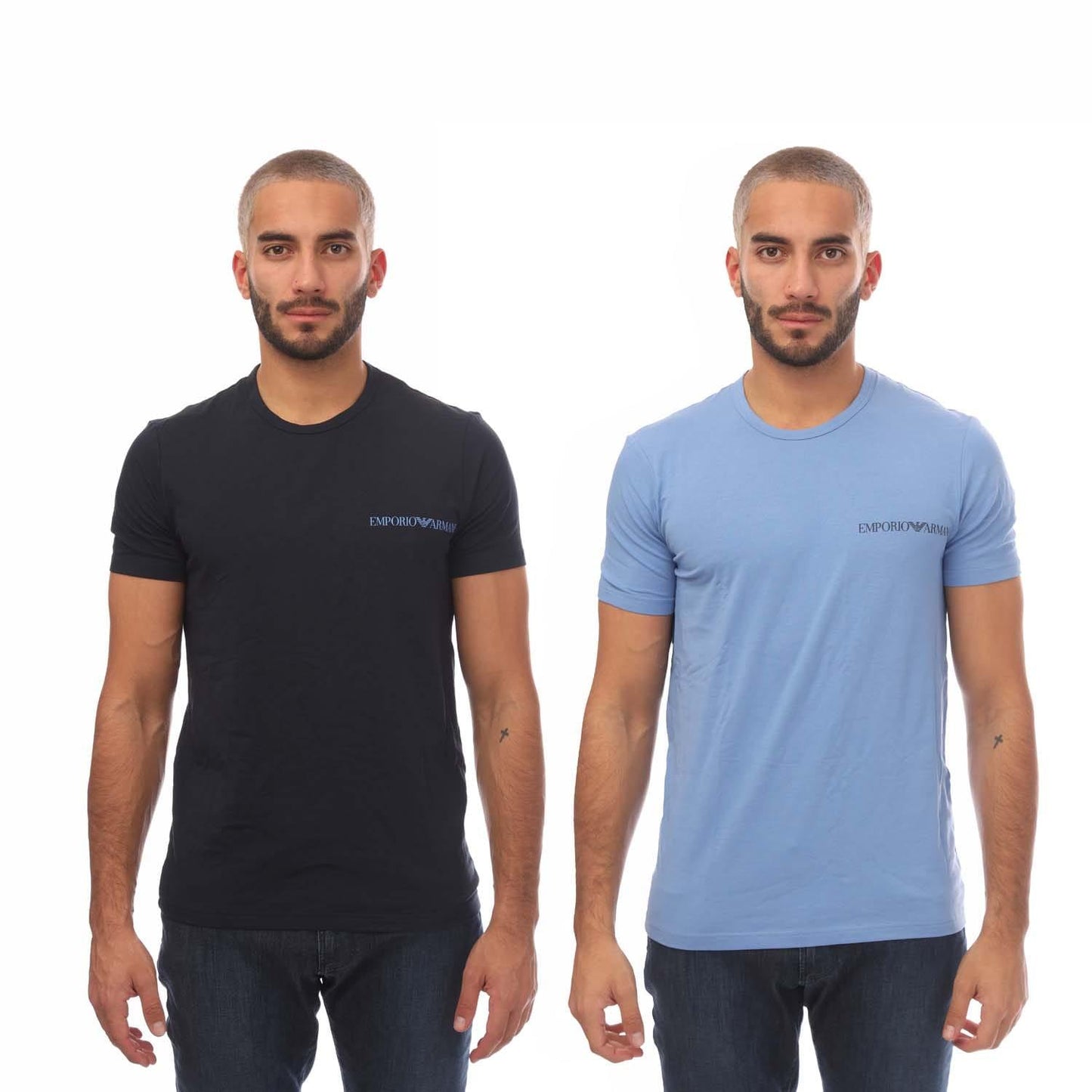 Black-Blue - Front - Emporio Armani Mens T-Shirt (Pack of 2)