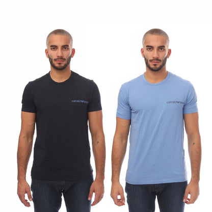 Black-Blue - Front - Emporio Armani Mens T-Shirt (Pack of 2)