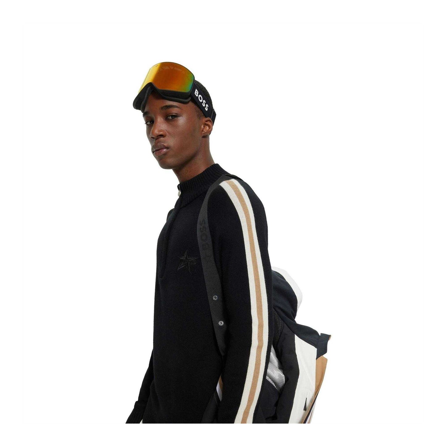 Black - Side - Boss Mens Regular Raglan Jumper