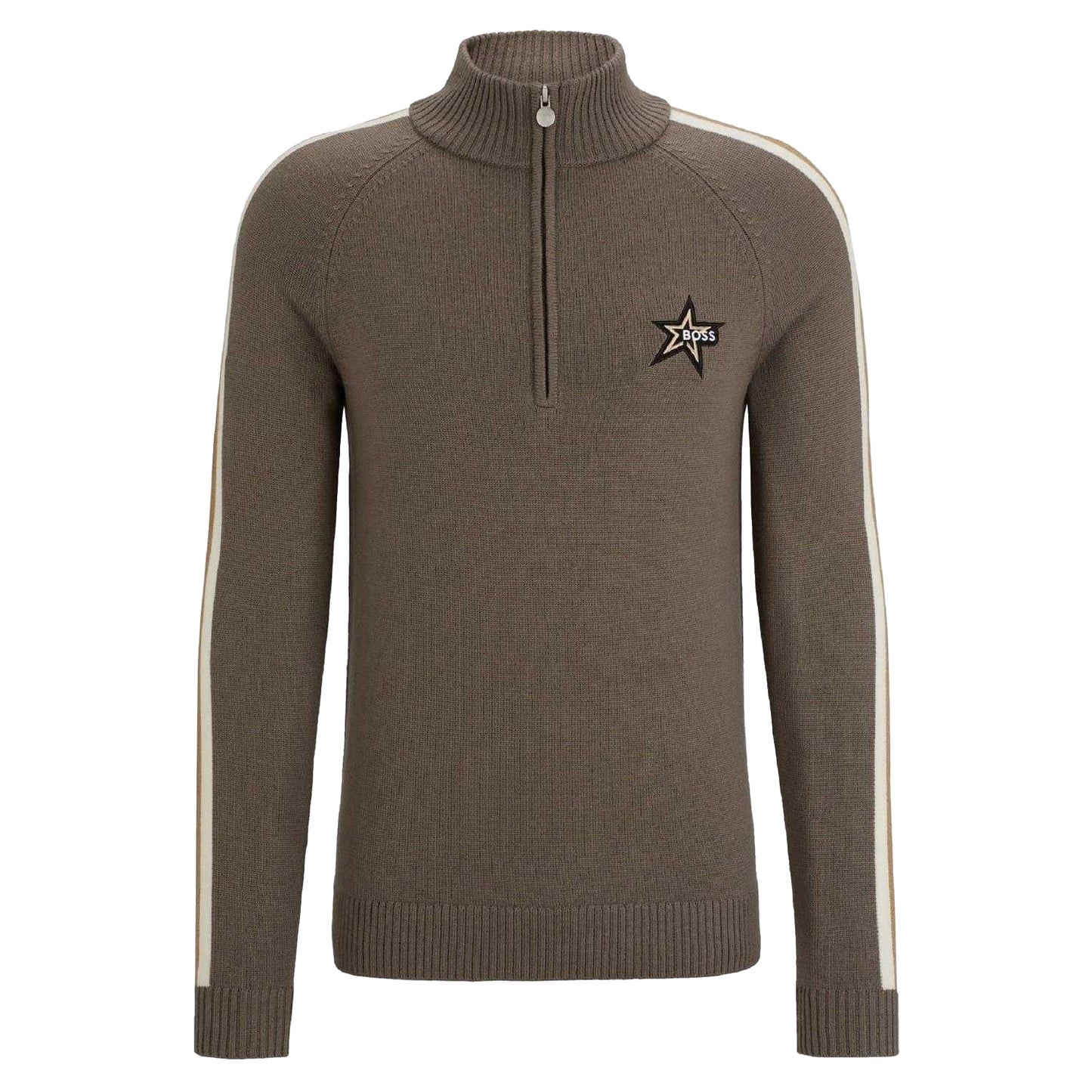 Beige - Front - Boss Mens Regular Raglan Jumper
