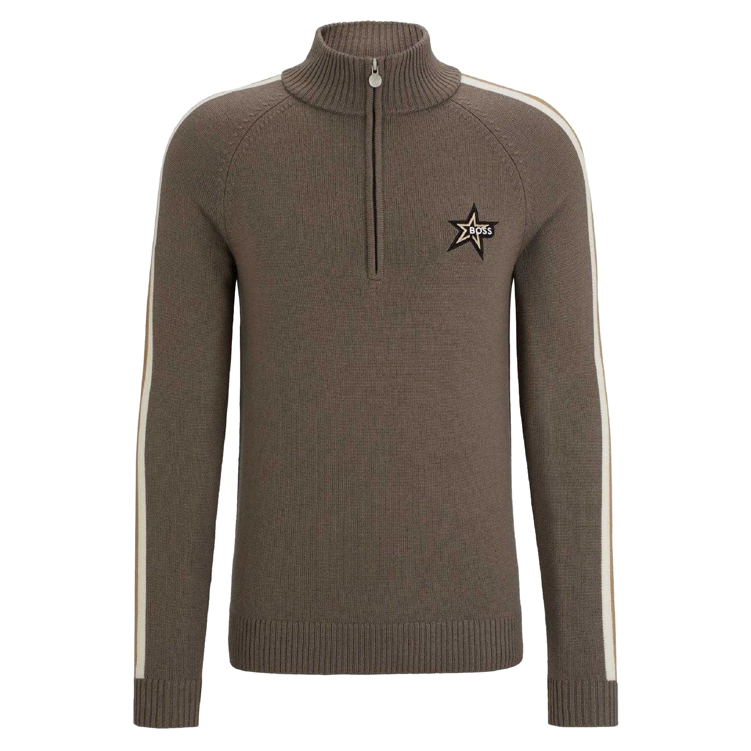 Beige - Front - Boss Mens Regular Raglan Jumper