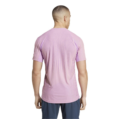 Pink - Back - Adidas Mens AirCool Crew Neck Short-Sleeved T-Shirt