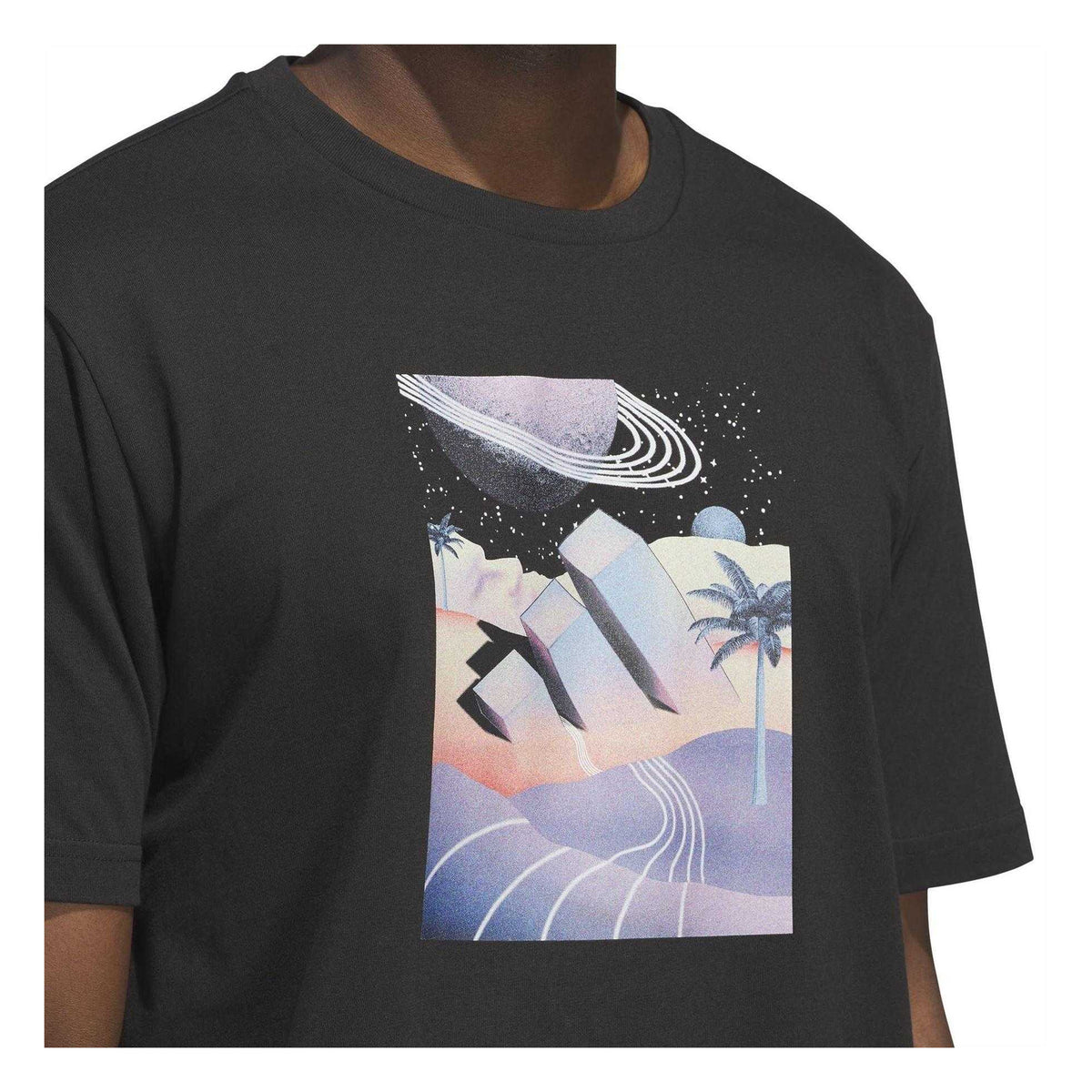 Black - Side - Adidas Mens Galaxy Logo T-Shirt