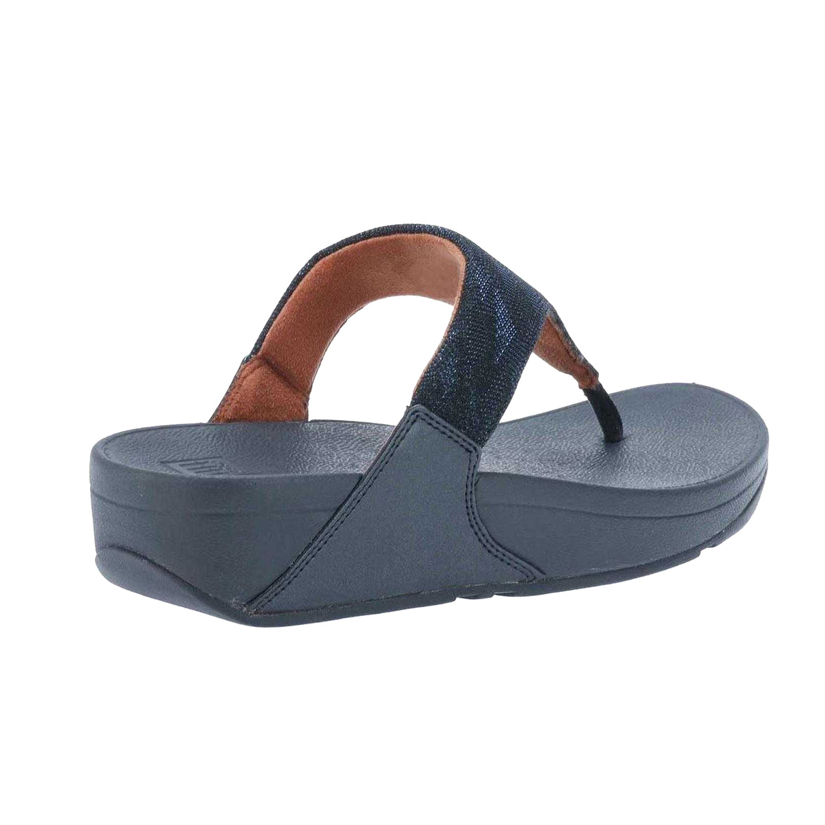 Navy - Back - Fit Flop Womens-Ladies Lulu Glitz Toe Post Wedge Sandals