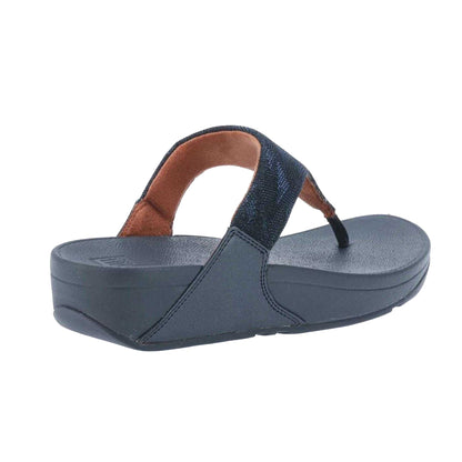 Navy - Back - Fit Flop Womens-Ladies Lulu Glitz Toe Post Wedge Sandals