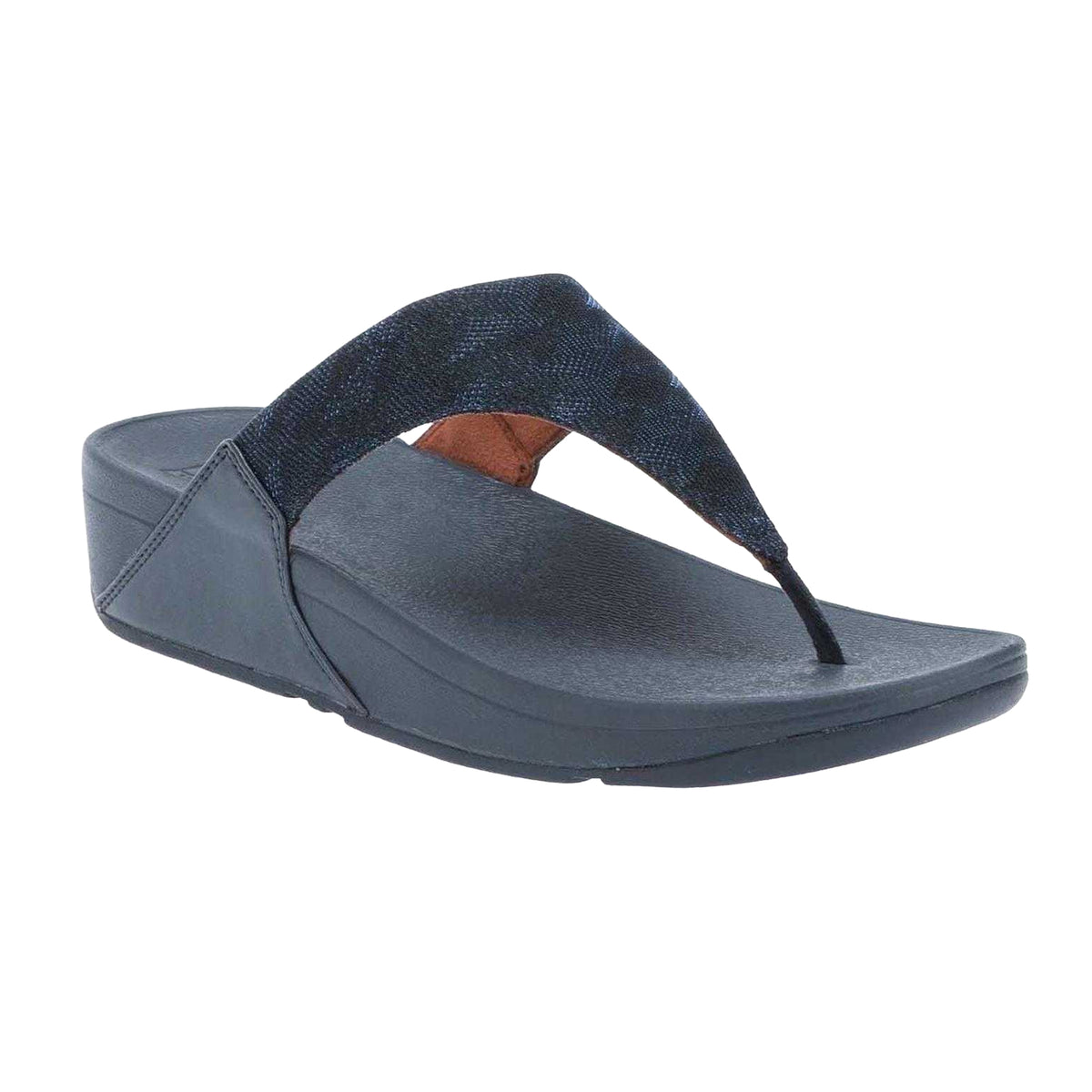 Navy - Lifestyle - Fit Flop Womens-Ladies Lulu Glitz Toe Post Wedge Sandals
