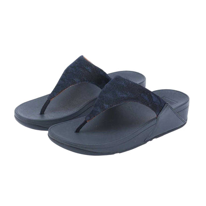 Navy - Pack Shot - Fit Flop Womens-Ladies Lulu Glitz Toe Post Wedge Sandals