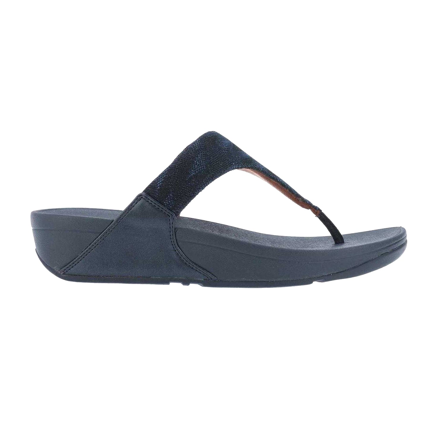 Navy - Front - Fit Flop Womens-Ladies Lulu Glitz Toe Post Wedge Sandals