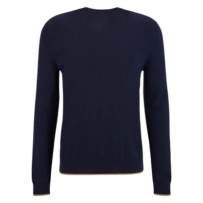 Dark Blue - Back - Boss Mens Contrast Tipped V Neck Regular Sweater Top