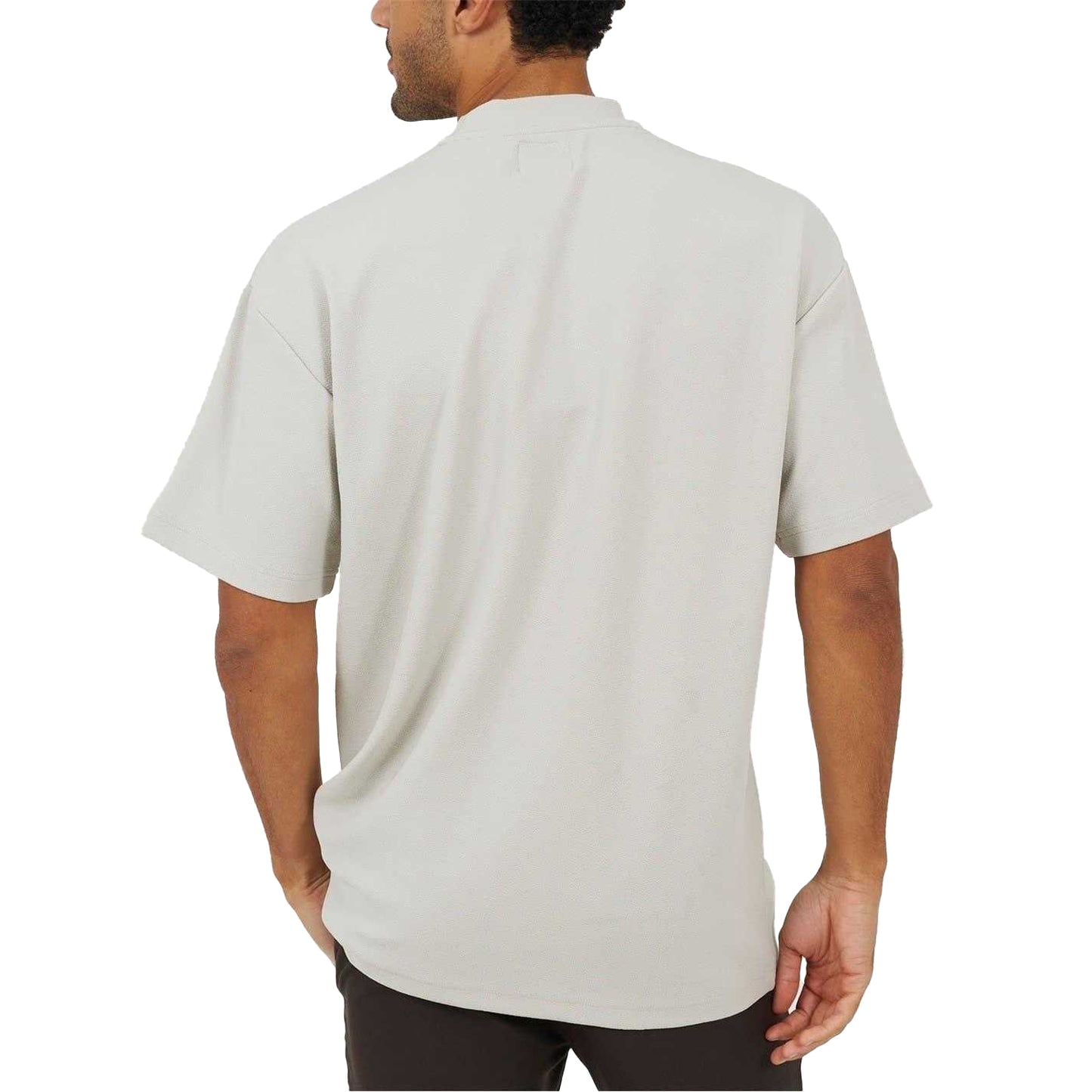 Grey - Back - Brave Soul Mens Turtle Neck Relaxed Fit T-Shirt