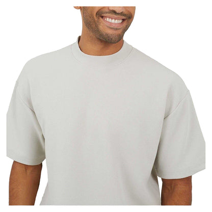 Grey - Side - Brave Soul Mens Turtle Neck Relaxed Fit T-Shirt