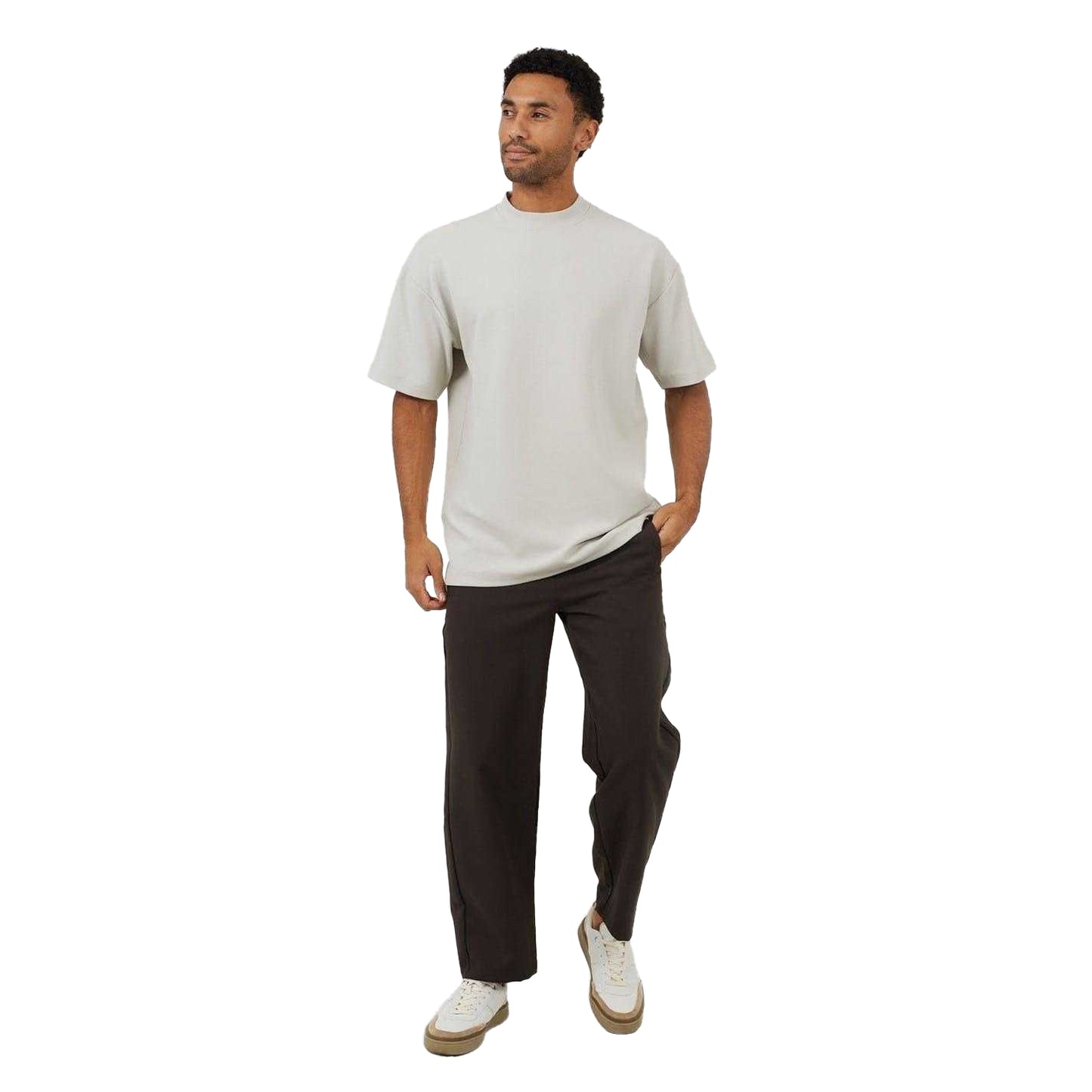 Grey - Lifestyle - Brave Soul Mens Turtle Neck Relaxed Fit T-Shirt