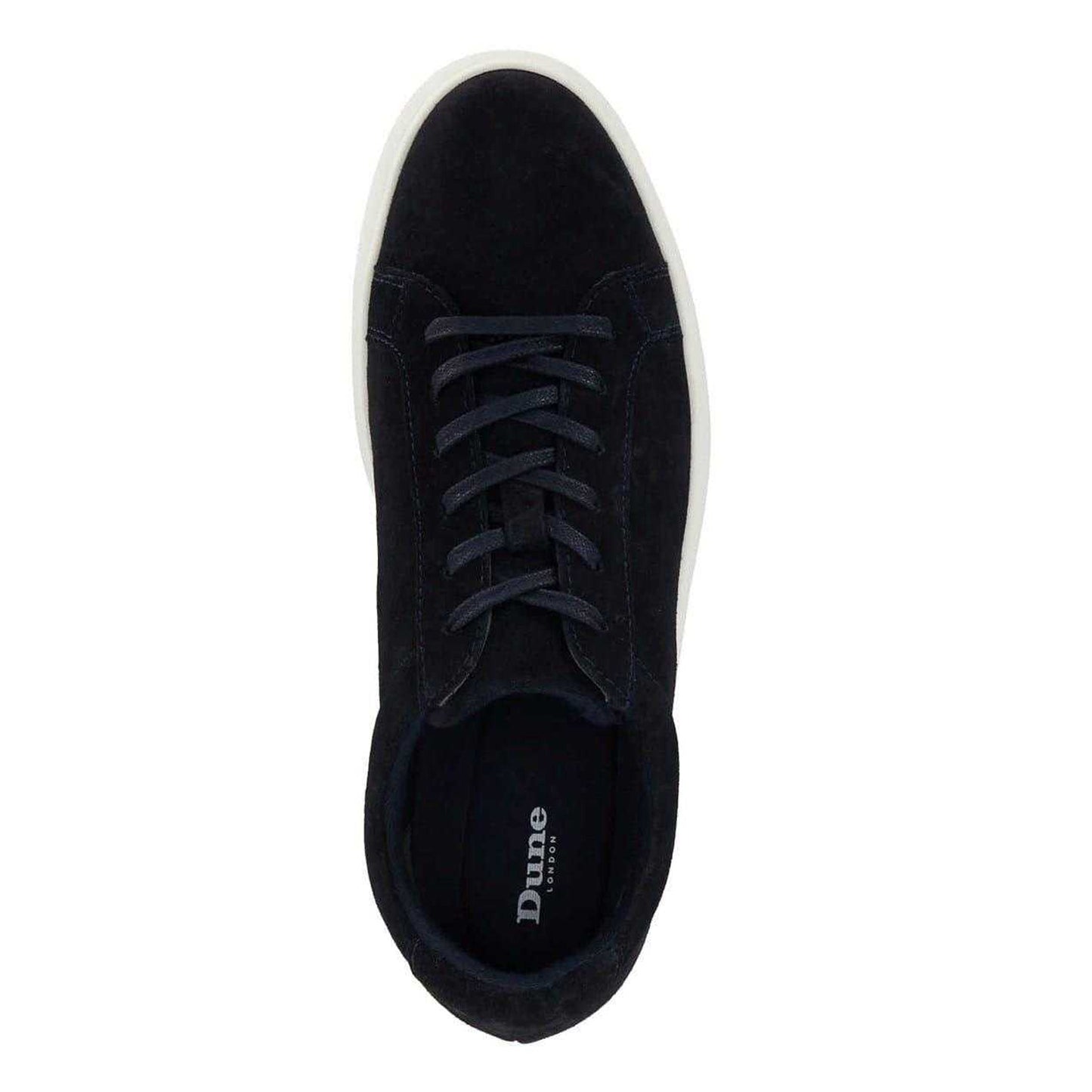 Navy - Side - Dune London Mens Tais Suede Flat Shoes