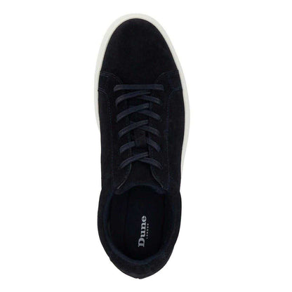 Navy - Side - Dune London Mens Tais Suede Flat Shoes
