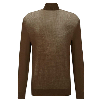 Green - Back - Boss Mens Funnel Neck Regular Sweater Top