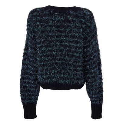 Black Blend - Back - Boss Womens-Ladies Metallic Thread Regular Long-Sleeved Sweater Top
