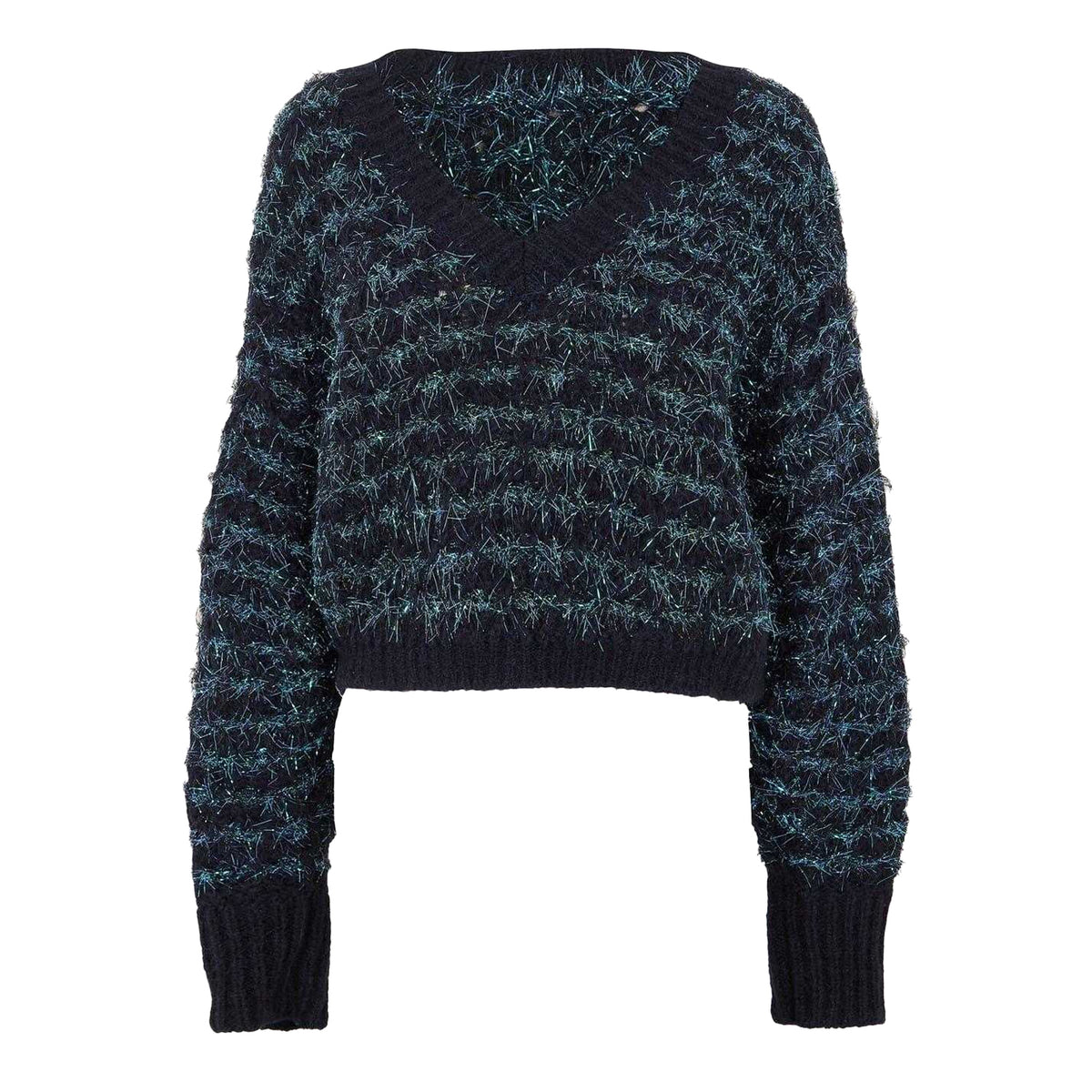 Black Blend - Front - Boss Womens-Ladies Metallic Thread Regular Long-Sleeved Sweater Top