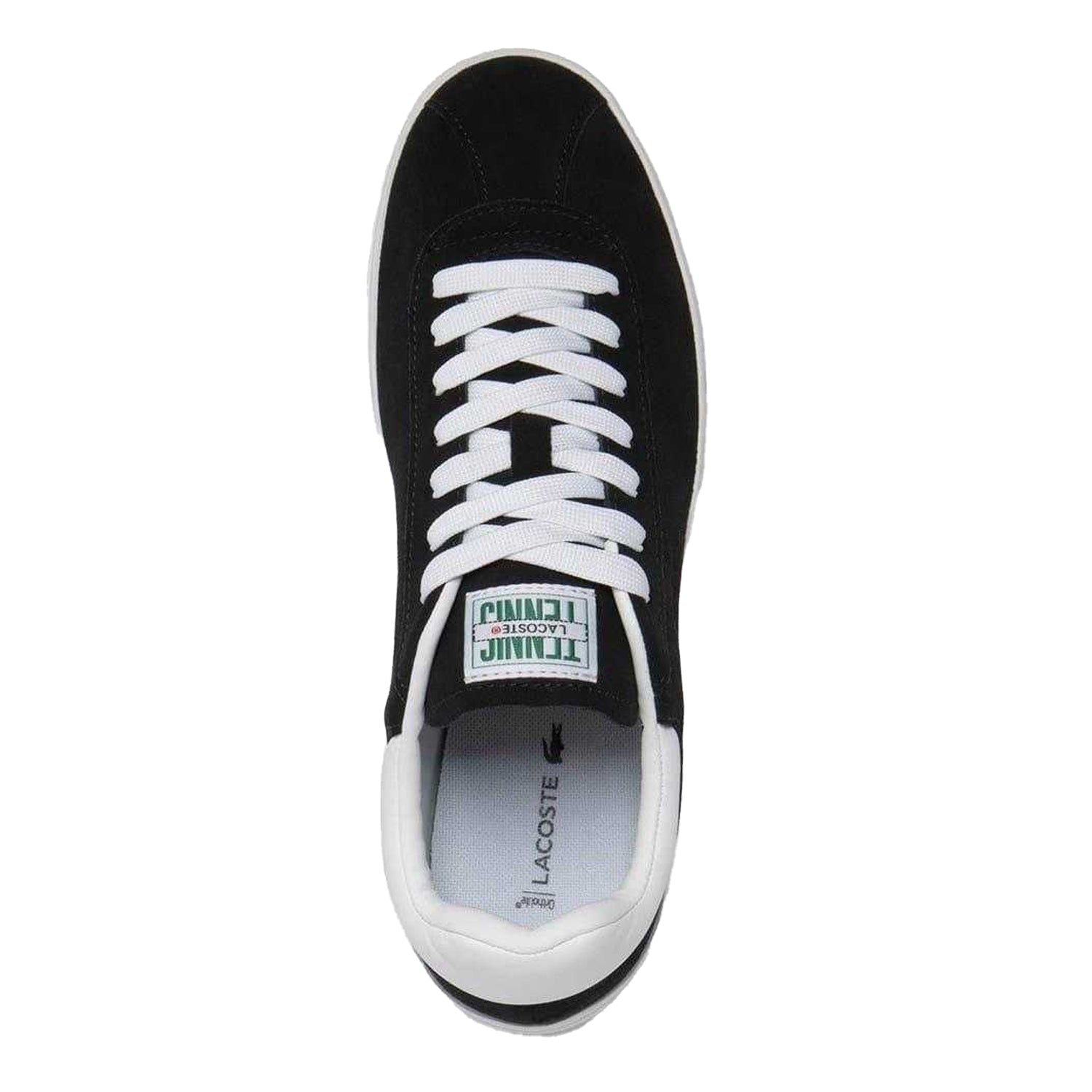 Black-White - Back - Lacoste Mens Baseshot Suede Trainers