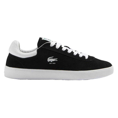 Black-White - Front - Lacoste Mens Baseshot Suede Trainers