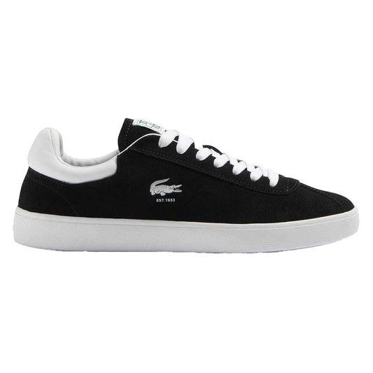 Black-White - Front - Lacoste Mens Baseshot Suede Trainers