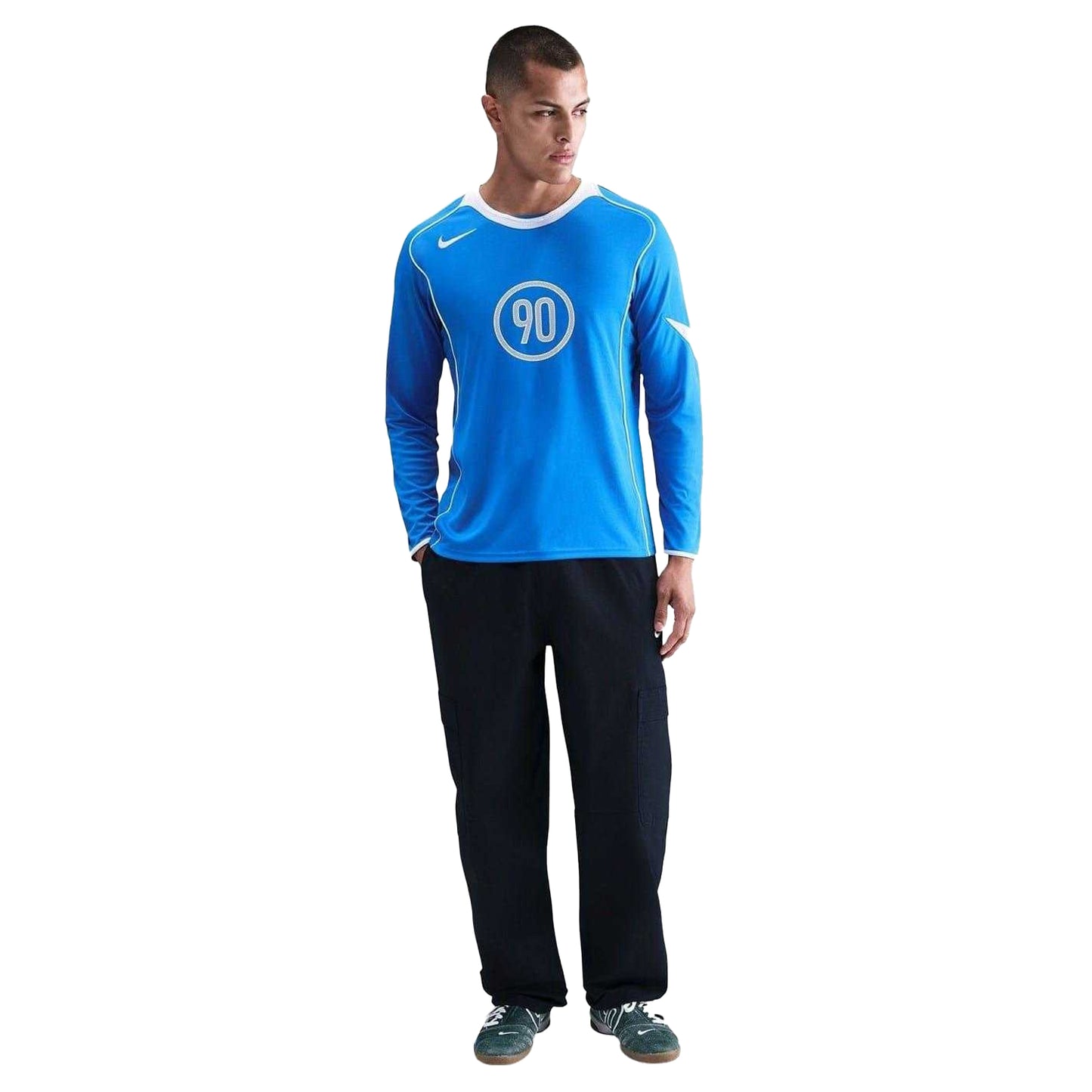 Blue-White - Lifestyle - Nike Unisex Adult Total 90 Dri-FIT Long-Sleeved Jersey
