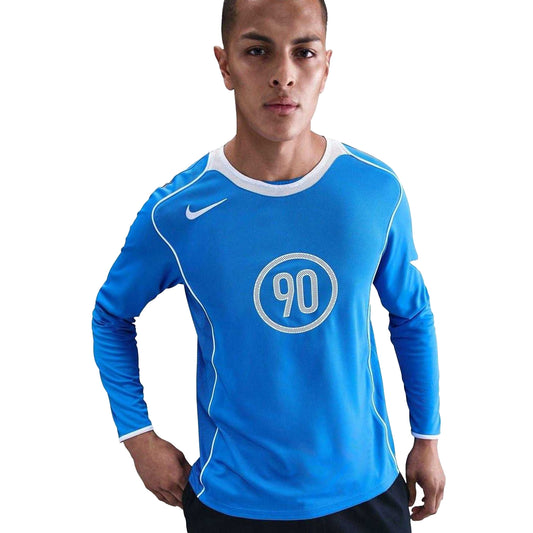 Blue-White - Front - Nike Unisex Adult Total 90 Dri-FIT Long-Sleeved Jersey