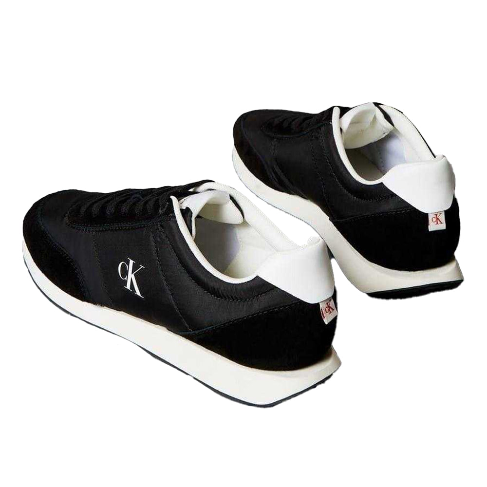 Black-White - Back - Calvin Klein Mens Retro Suede Trainers