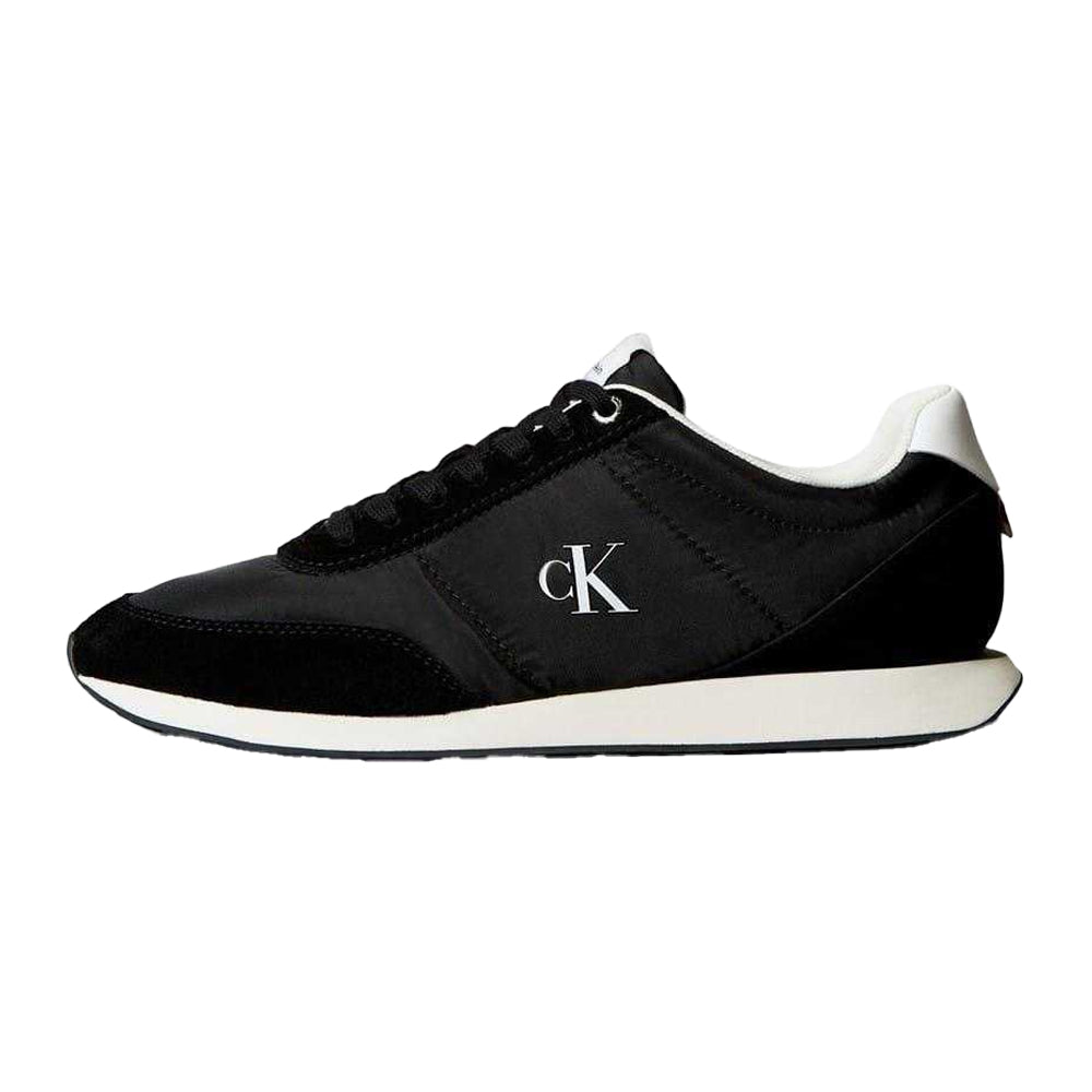 Black-White - Side - Calvin Klein Mens Retro Suede Trainers