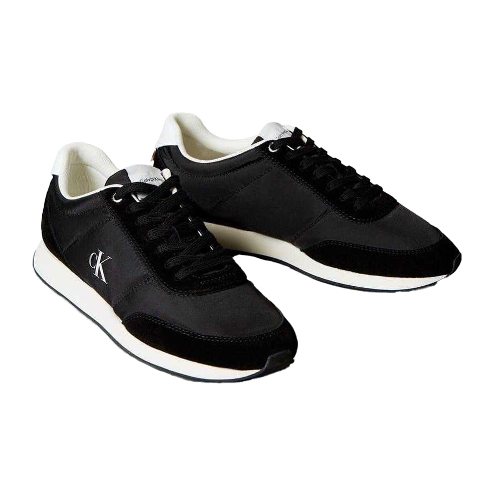 Black-White - Pack Shot - Calvin Klein Mens Retro Suede Trainers