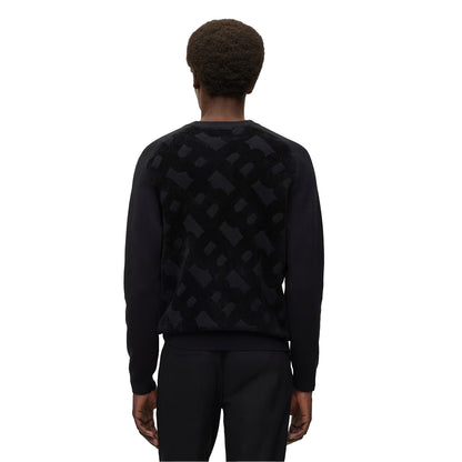 Black - Back - Boss Mens Regular Raglan Long-Sleeved Casual Sweater Top