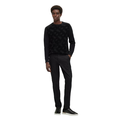 Black - Side - Boss Mens Regular Raglan Long-Sleeved Casual Sweater Top