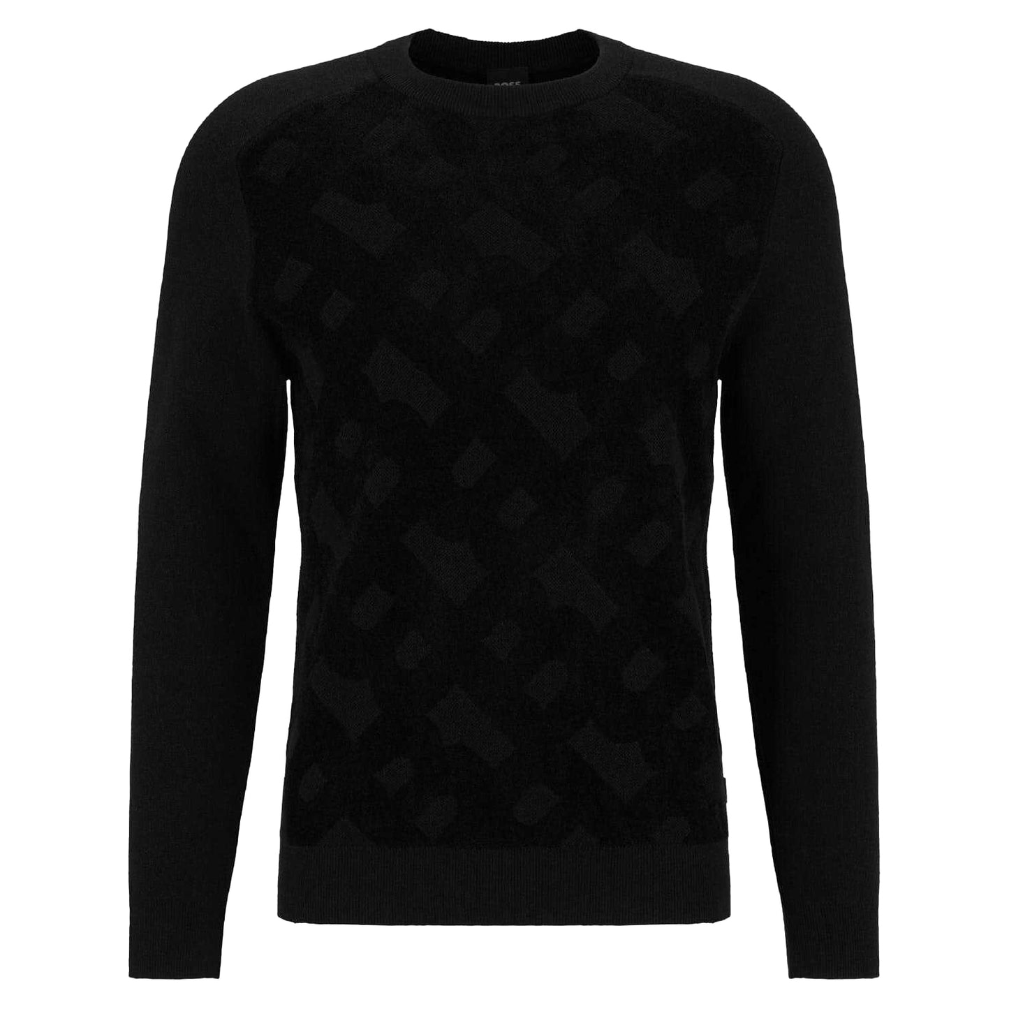 Black - Front - Boss Mens Regular Raglan Long-Sleeved Casual Sweater Top