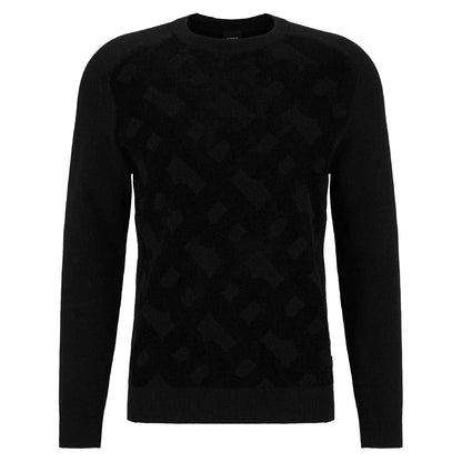Black - Front - Boss Mens Regular Raglan Long-Sleeved Casual Sweater Top