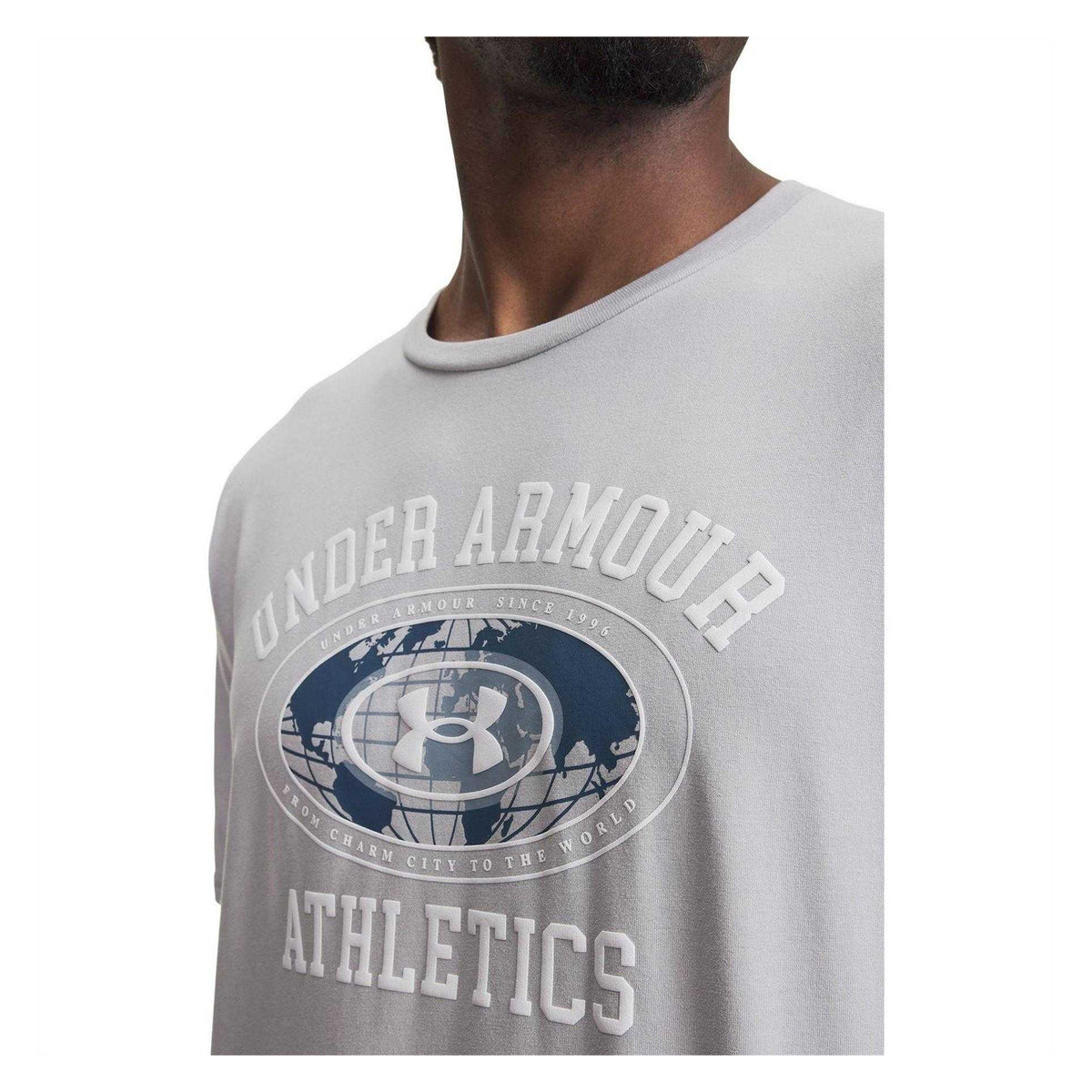 Grey-White - Side - Under Armour Mens Logo Athletic T-Shirt