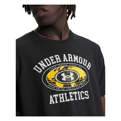 Black-White - Side - Under Armour Mens Logo Athletic T-Shirt