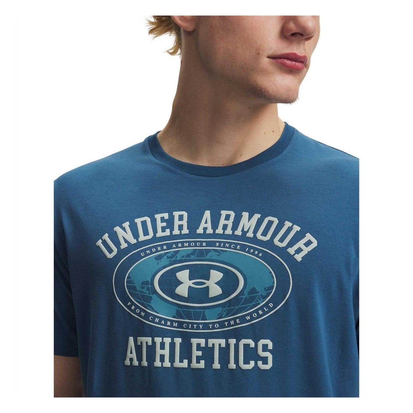 Blue-Green - Side - Under Armour Mens Logo Athletic T-Shirt